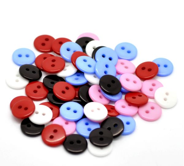 Resin Buttons, Mixed round 2 holes, 11mm, 500pcs