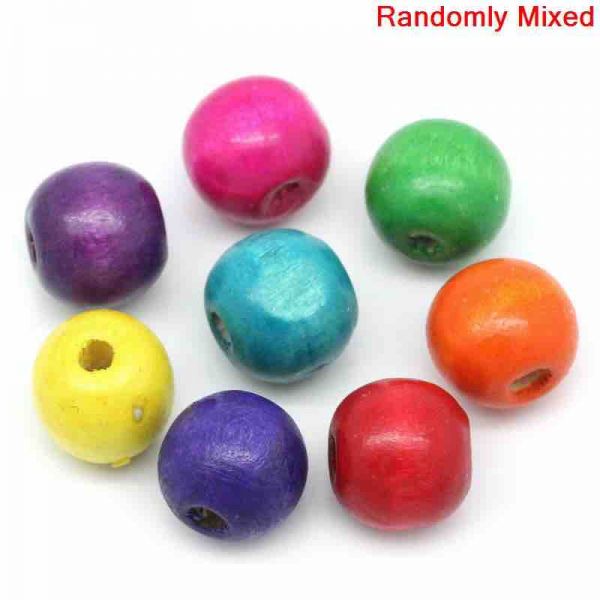 Wooden Beads Round, 14x13mm, Mixed, 200pcs