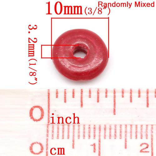 Wooden Beads Flat Round, 10mm, Mixed 500pcs,