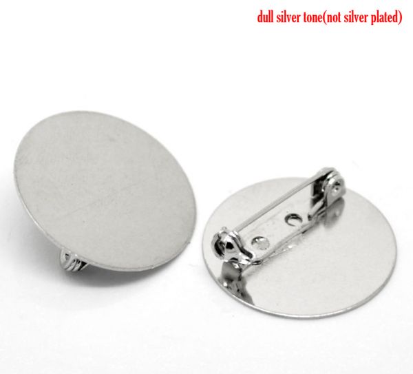 Antique Silver, Brooch, 25mm, with 25mm pad, 20pcs