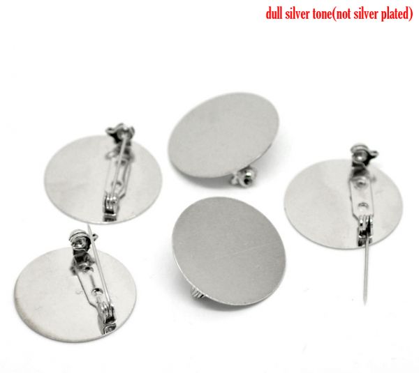 Antique Silver, Brooch, 25mm, with 25mm pad, 20pcs