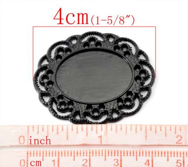 Black Jet Plate, Cabochon Frame Settings 4x3.5cm, Fit 25x19mm,10 pcs