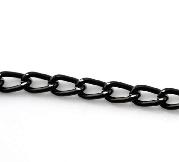 Black Aluminum Curb Chains Findings 7.5x4mm(2/8"x1/8"), 10 metres
