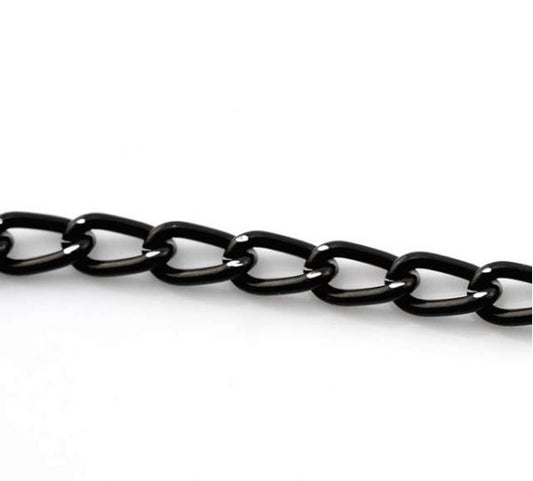Black Aluminum Curb Chains Findings 7.5x4mm(2/8"x1/8"), 10 metres