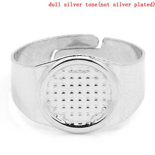 Ring Shank Adjustable, with 10mm bezel, antique silver plate, 50pcs
