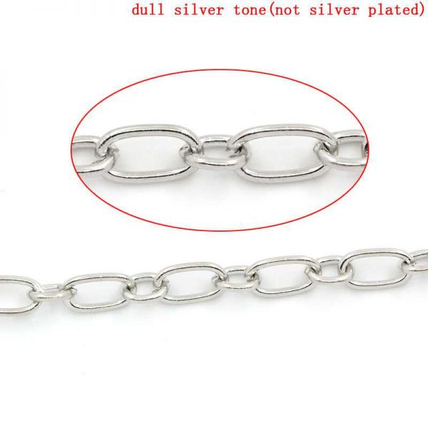 Antique Silver Link Chain Findings 7x4mm, 4x4mm, 10 metres