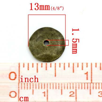 Antique Bronze Spacers Beads, Round, 13x12mm 90pcs