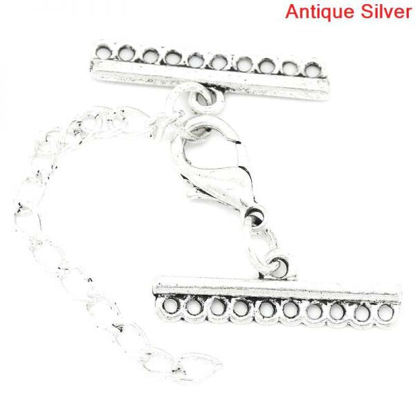 Antique Silver Plate, Ornate Connectors 1 to 10, 84x25mm, 10 sets