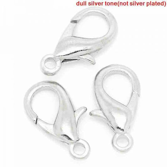 Antique Silver Lobster Clasps 9x16mm, 50pcs