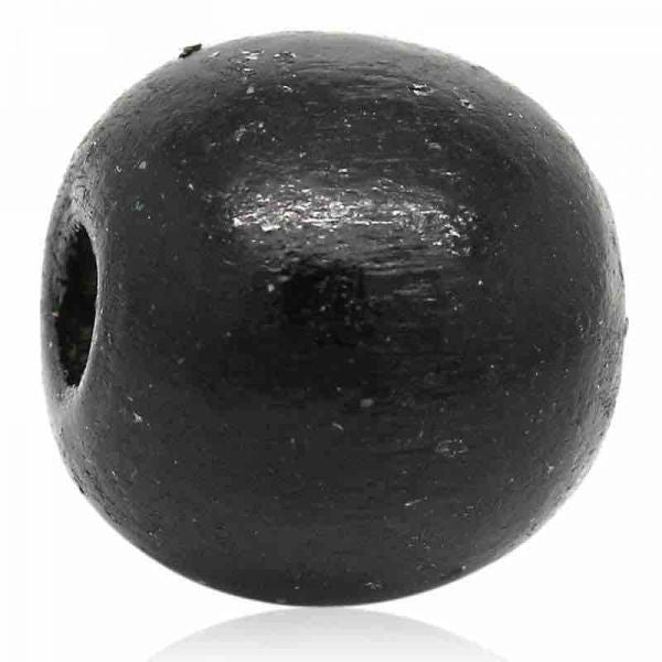 Wooden Beads Round, 14mm, Black, 100pcs