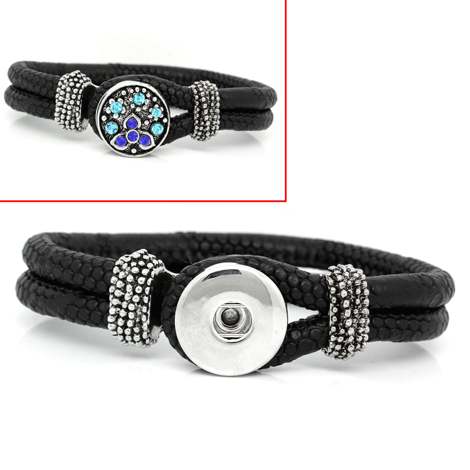 Snaps Chunky Click Button - Bracelet - Black 21cm, 1pc