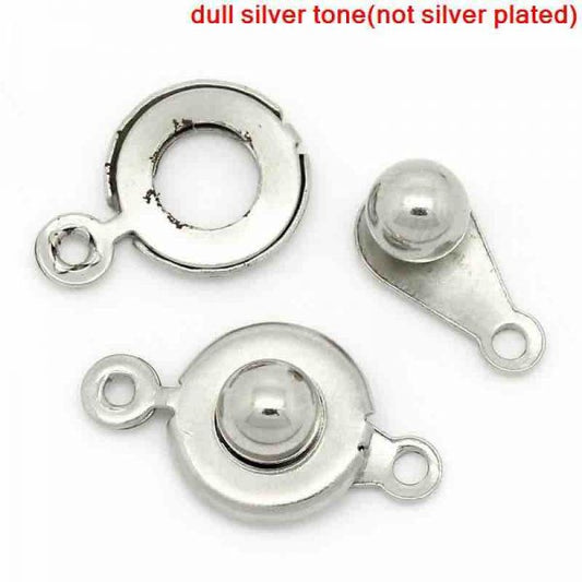 Antique Silver, Snap Clasps, 17x 9mm, 50pcs