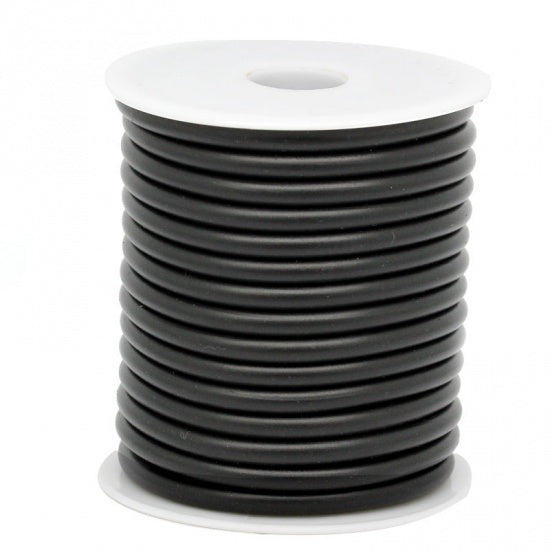 Rubber Tubing Hollow 5mm, Black 10 metres