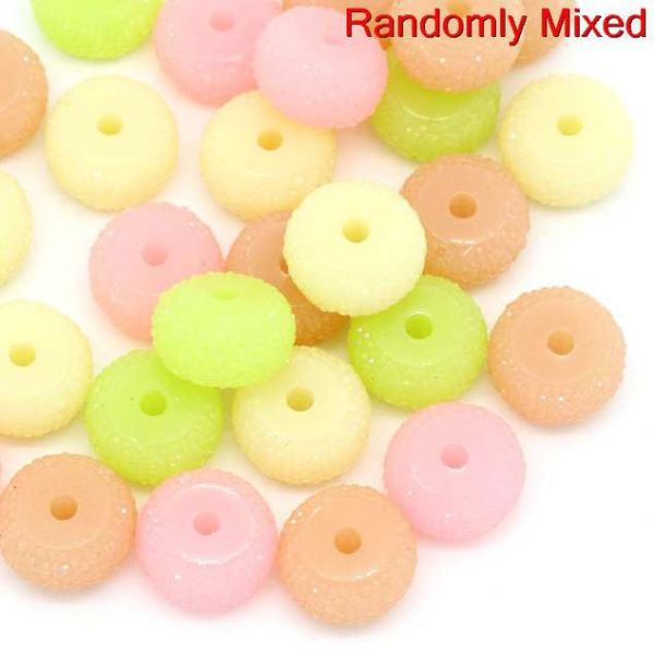Resin Spacer Beads Flat Round Mixed Dot Pattern 16mm, 20PCs