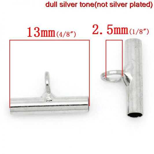 Antique Silver Plated Bail Beads, 13x7mm, 100pcs