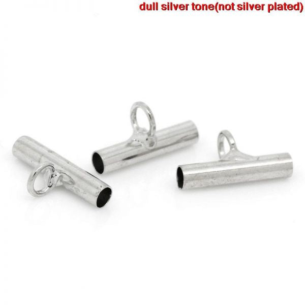 Antique Silver Plated Bail Beads, 13x7mm, 100pcs