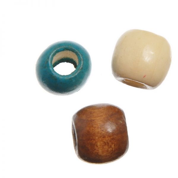 Wooden Beads Barrel 11x12mm, 100 pieces, Mixed (5mm hole)