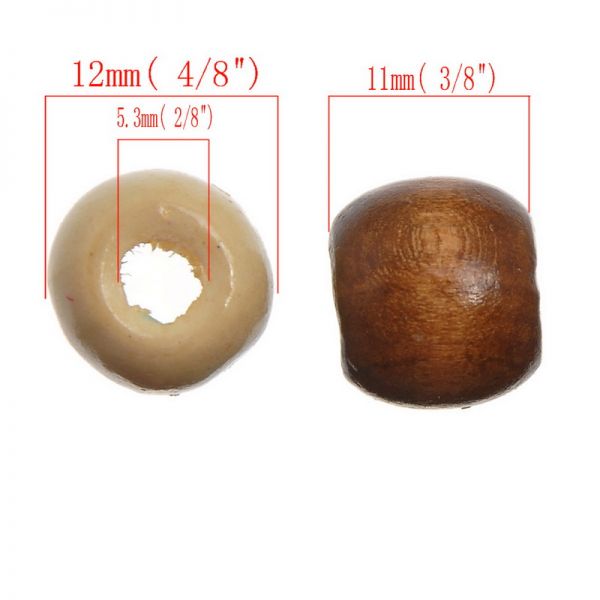 Wooden Beads Barrel 11x12mm, 100 pieces, Mixed (5mm hole)