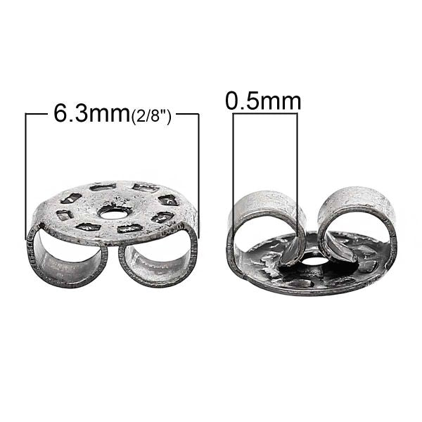 Antique Silver, Earring Back Stoppers, 500pcs - bulk Earnuts