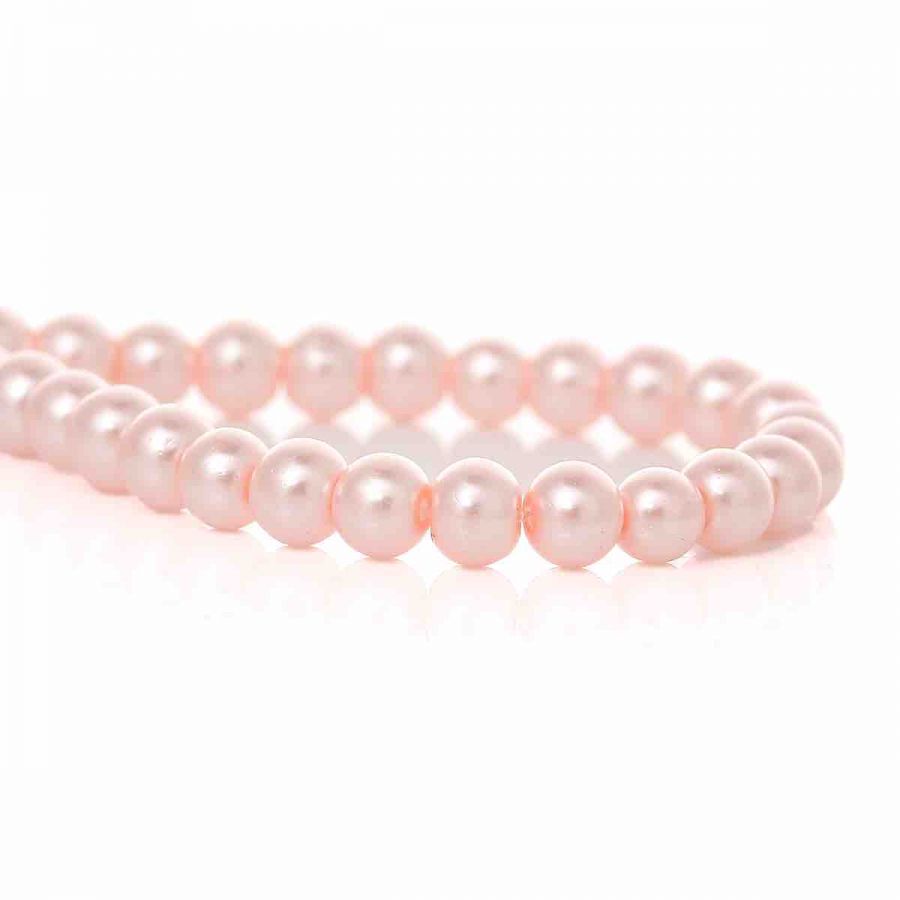 Glass Pearls White, 6mm, 5 strands - Bulk Buy