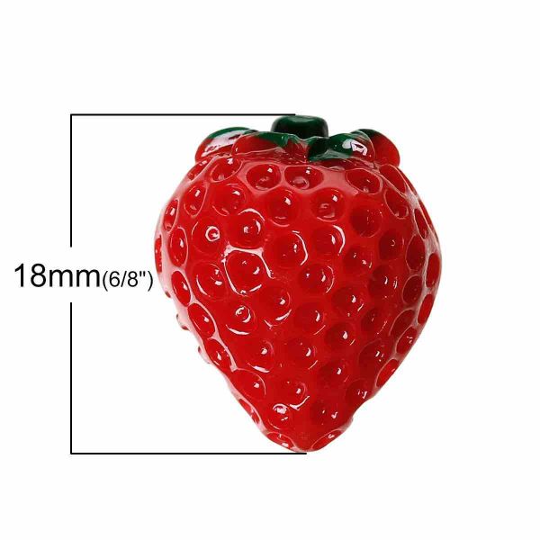 Resin Cabochon, Strawberry 18x15mm, 10pcs