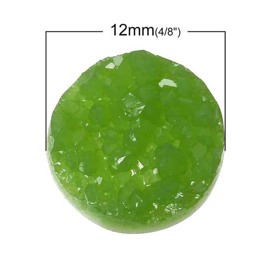 Resin Cabochon, Green 12mm, 10pcs