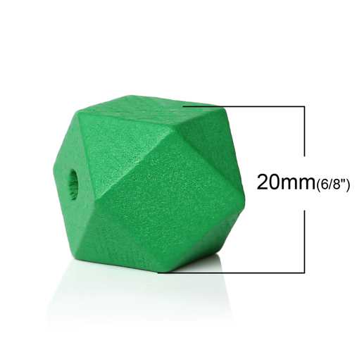 Wooden Beads Polygon, 20x20mm, 30 pieces, Green (3.7-4.2mm hole)