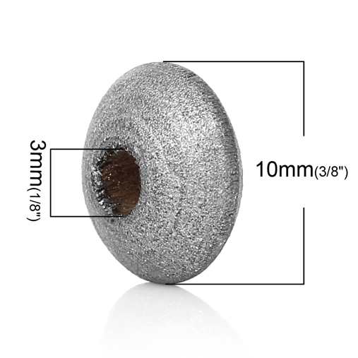 Wooden Beads Rondelle, 10x5mm, 500 pieces, Silver (3mm hole)