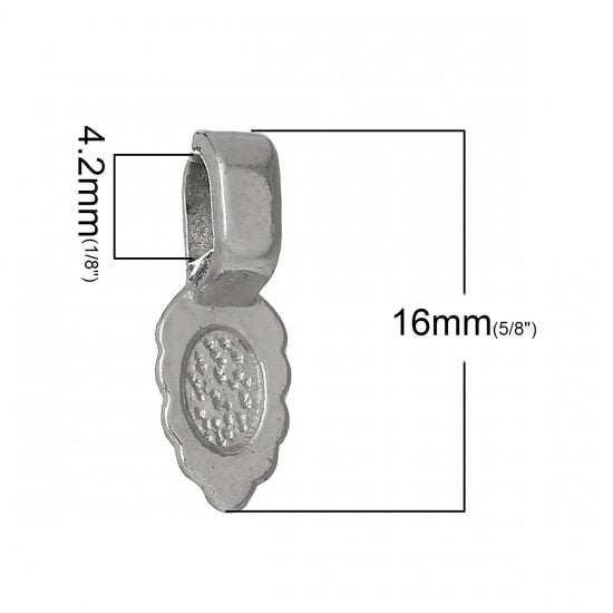 Silver Plate, Bail 16 x 6mm, leaf shape, 200pcs - SPECIAL PRICE