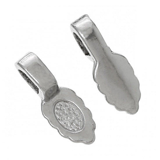 Silver Plate, Bail 16 x 6mm, leaf shape, 200pcs - SPECIAL PRICE
