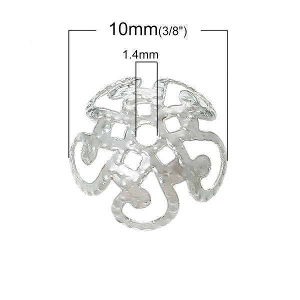 Silver Plate Bead Caps, 10mm, (fits 10mm bead) 1,000pcs BULK