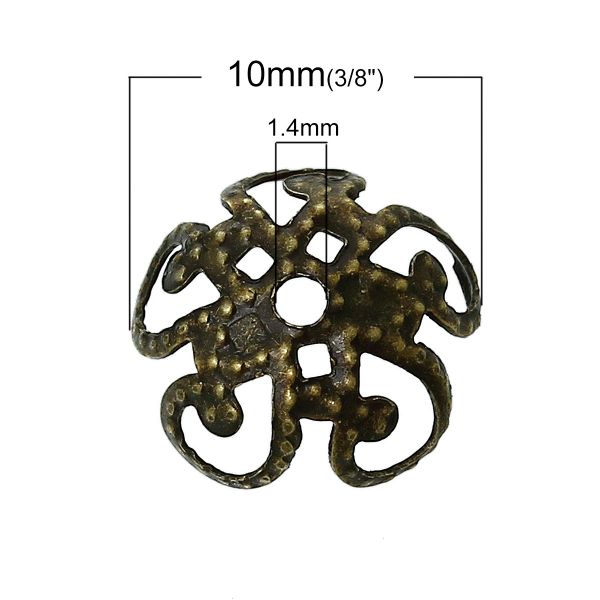 Antique Bronze Bead Caps, 10mm, (fits 10mm bead) 1,000pcs BULK