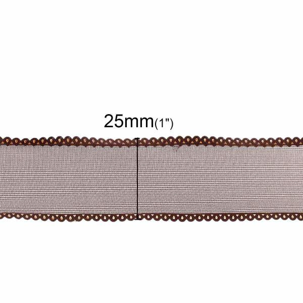 Organza Ribbon, 25mm, Brown, 20 yards