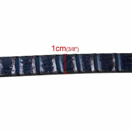 Leather Flat Cord, Navy Pattern, 100cm x 1cm, 1pc
