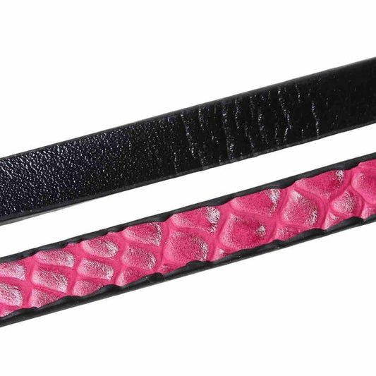 Leather Flat Cord, Fuchsia Pattern, 100cm x 1cm, 1pc