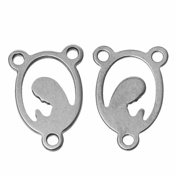 Stainless Steel, Virgin Mary Connector, 15mm x 10mm, 20pcs