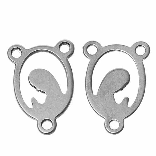 Stainless Steel, Virgin Mary Connector, 15mm x 10mm, 20pcs