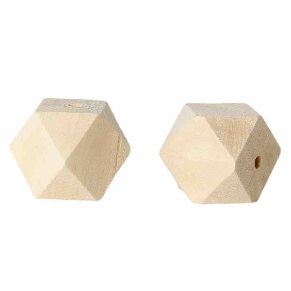 Wooden Beads Polygon, 30x30mm, 5 pcs, Raw (4.3-4.9mm hole)