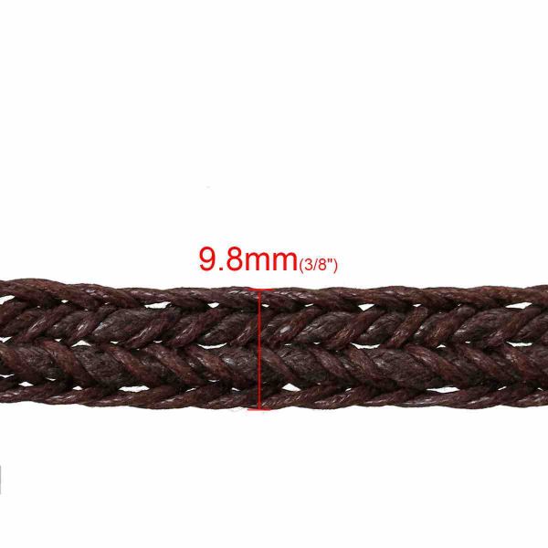 Waxed Cotton Cord, Coffee, 9.8mm, 5 metres, Braided Flat cord