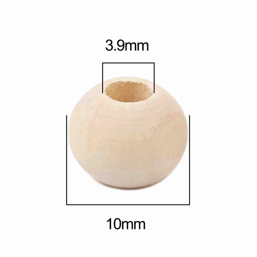Wooden Beads Barrel, 10mm, Raw, 300 pieces, (3.9mm hole)