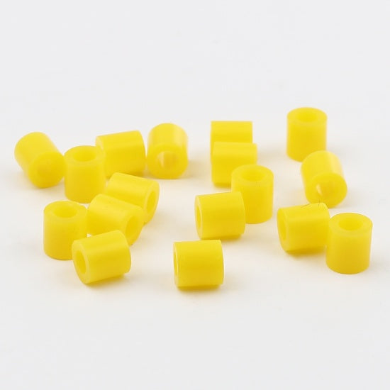 Pony Beads Yellow - opaque 5x5mm, 2,000pcs - Tube Shape