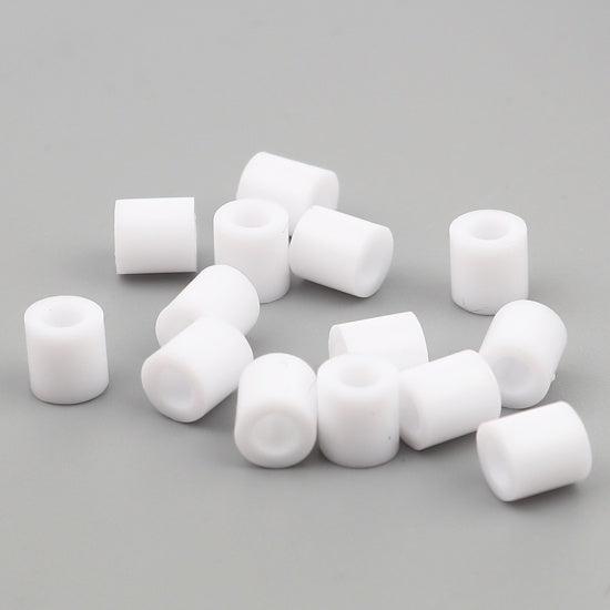 Pony Beads White - opaque 5x5mm, 2,000pcs - Tube Shape