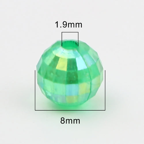 Acrylic Beads, Faceted Round 8mm, AB Rainbow Mixed Colours, 500pcs