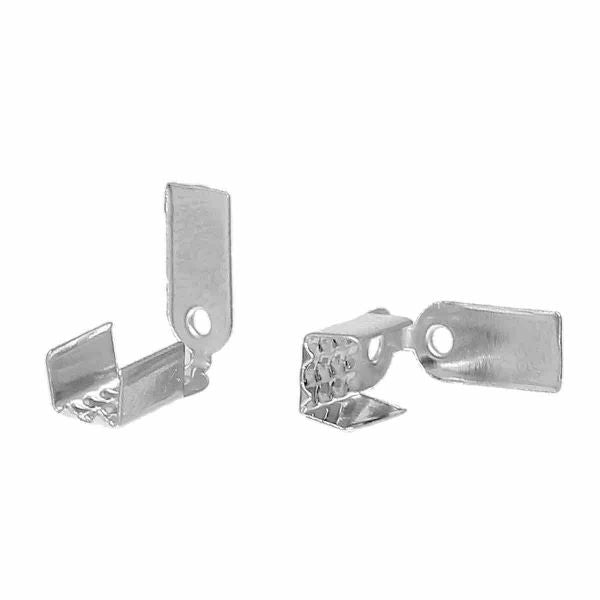 Fold Over Cord Ends, Silver Plate, 9.0mm x 5.0mm, 1,000pcs