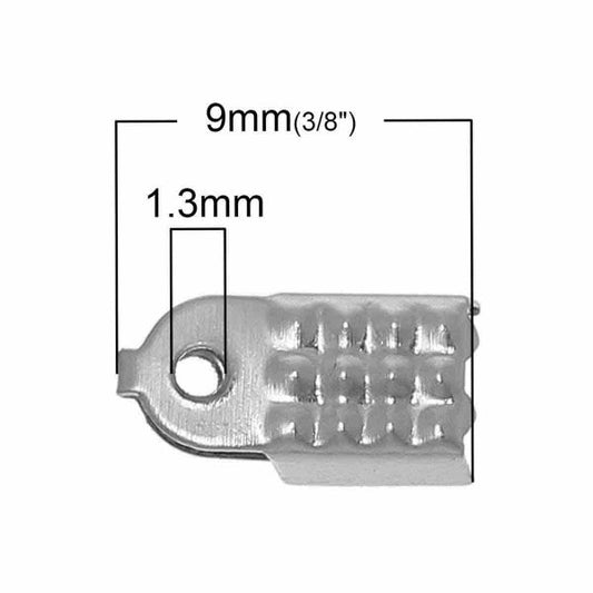 Fold Over Cord Ends, Silver Plate, 9.0mm x 5.0mm, 1,000pcs