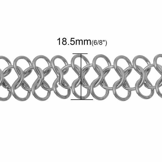 Antique Silver, Figure 8 Chain Link, 18.5mm, 1 metre