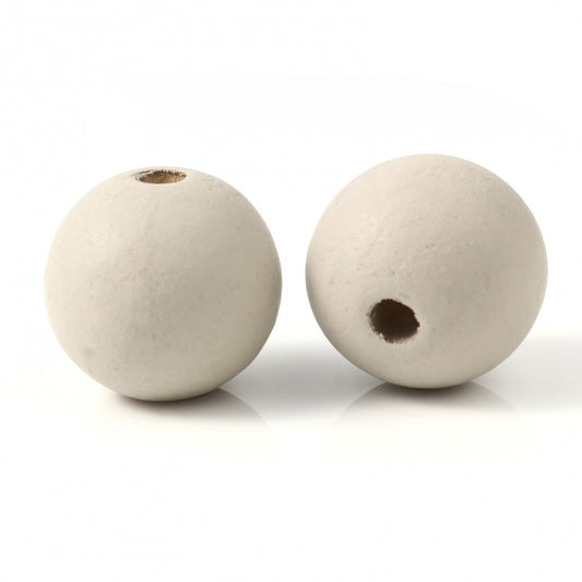 Wooden Beads Round 25mm, Grey/beige 20pcs