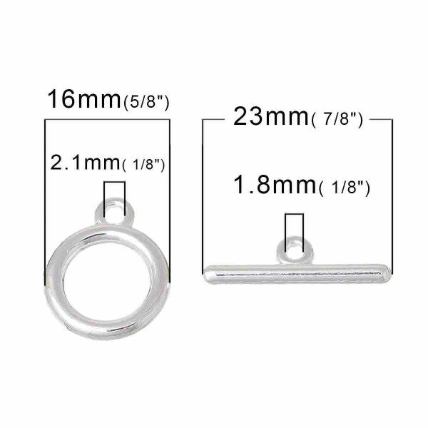 Silver Plate Toggle, 23 x 7mm 5 sets