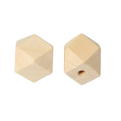Wooden Beads Polygon, 20x20mm, 30 pieces, Raw (3.7-4.2mm hole) - Hinoki Wood