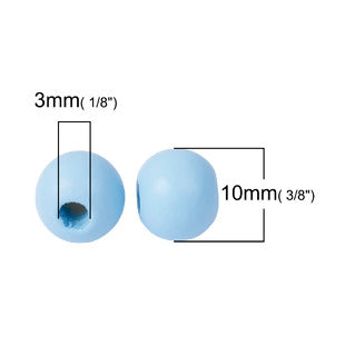 Wooden Beads Round, 10x9mm, Blue, 100pcs